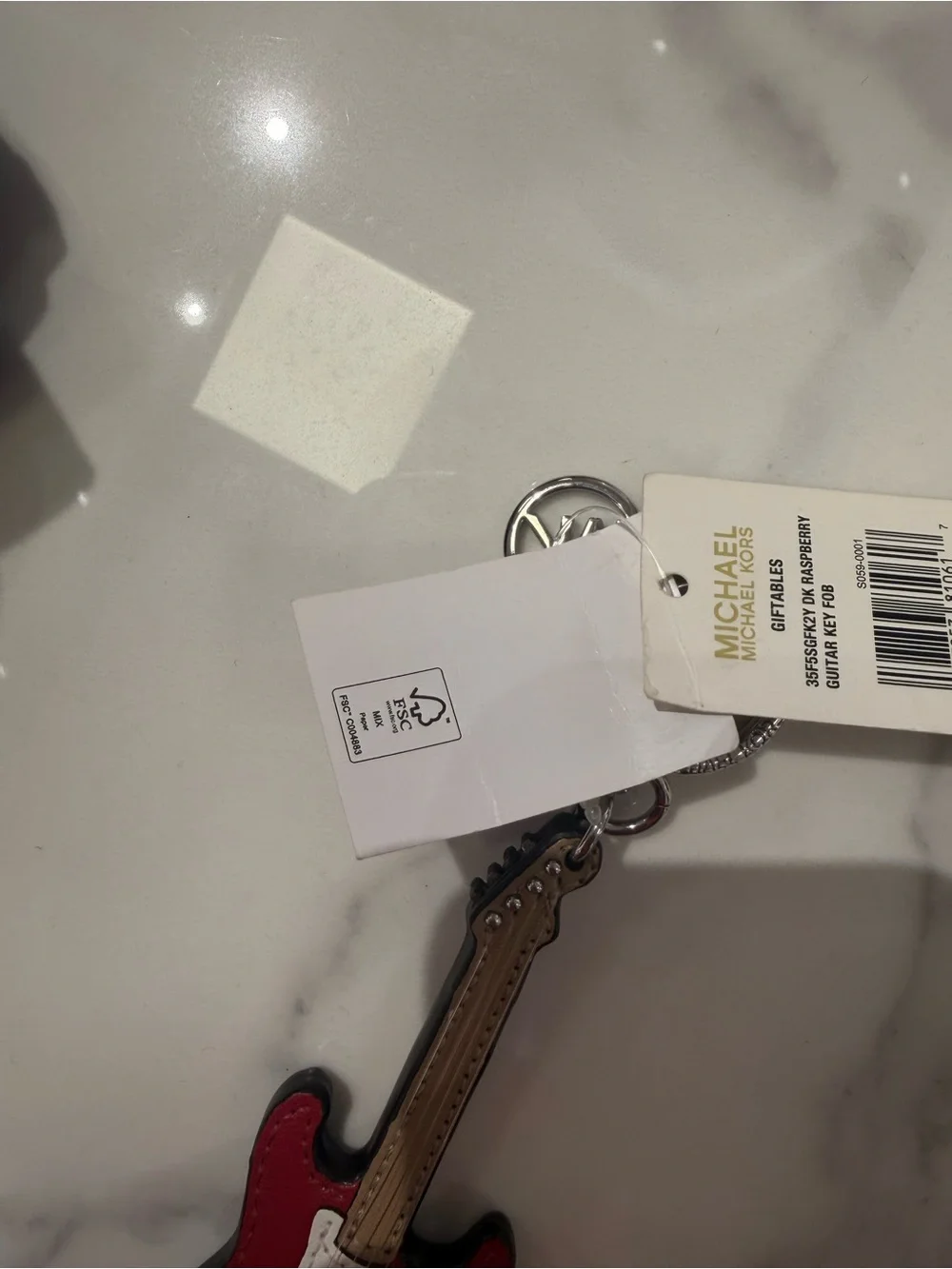 Michael Kors Red Guitar Keychain Phone Charm